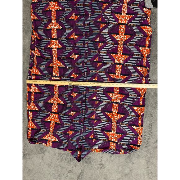 MAE OTTI African Ankara Kaftan Dashiki Style Tunic OS Wax Print Geometric Purple - Picture 7 of 7